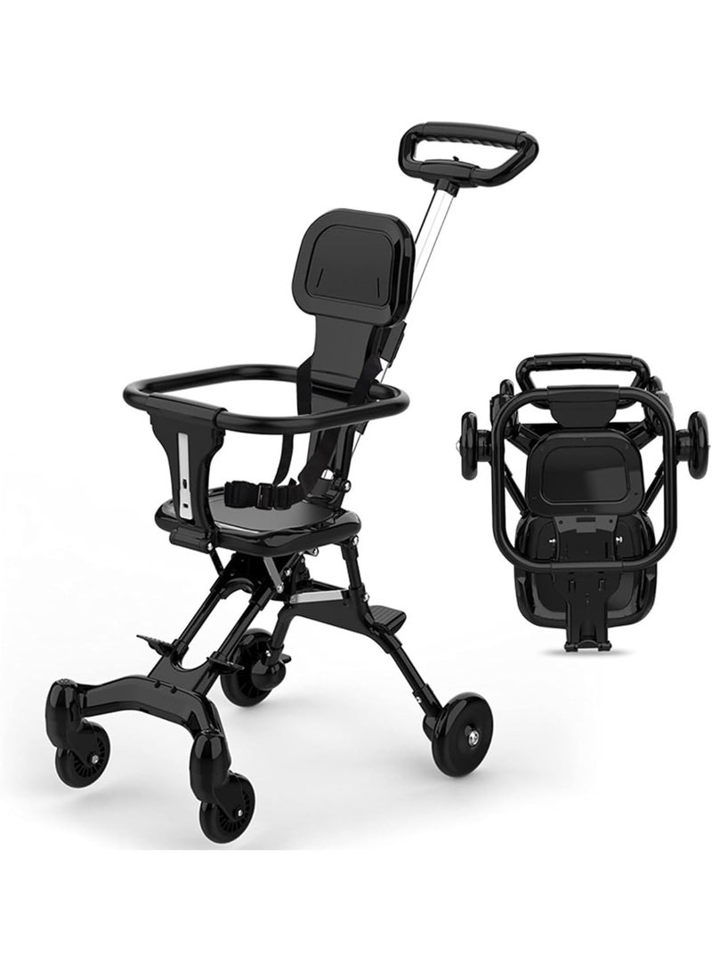 ال سي عربة اطفال خفيفة الوزن قابلة للطي، عربة اطفال ثنائية الاتجاه محمولة مع مقبض سهل الحمل، سعة تحميل 80 كغم للاطفال من سن 5 اشهر الى 6 سنوات - معتمدة من الطائرة (اسود) - Image 2